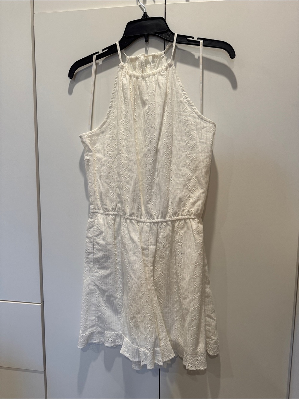 BCBGeneration White Eyelet Halter Romper Shorts